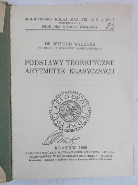 Podstawy teoretyczne arytmetyk klasycznych, 1936 r.