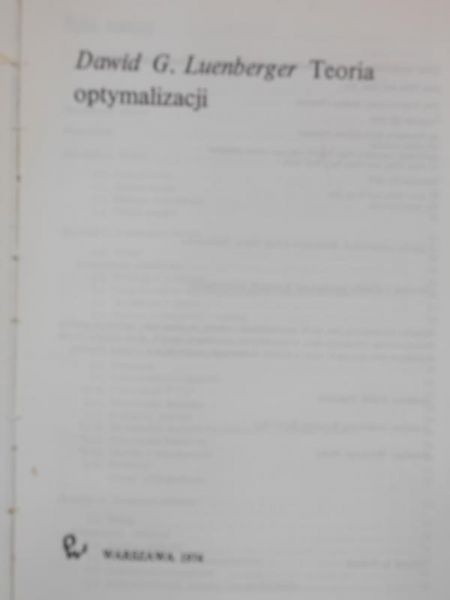 Luenberger Dawid G. - Teoria optymalizacji