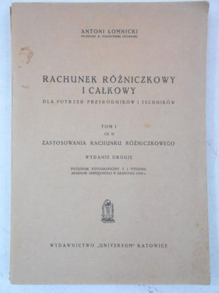 Rachunek różniczkowy i całkowy, tom I, część III, 1947 r.