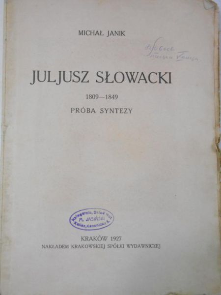 Janik Michał - Juljusz Słowacki, 1927 r.