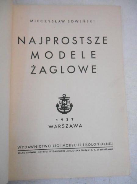 Najprostsze modele żaglowe, 1937 r.