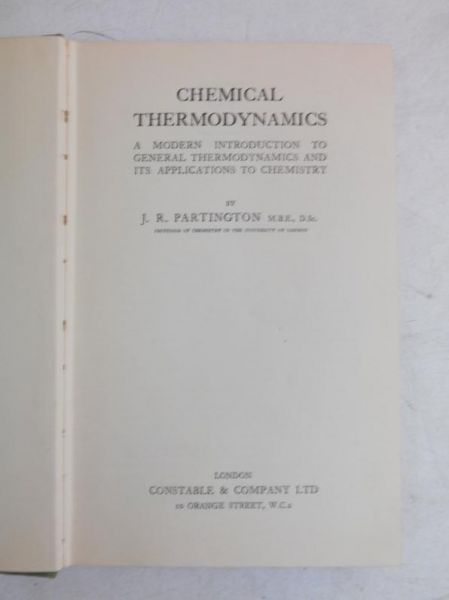 Chemical Thermodynamics, 1940 r.