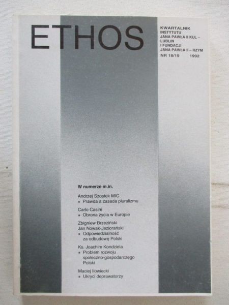 Styczeń Tadeusz (red.) - Ethos, kwartalnik, nr 18/19, 1992 r.
