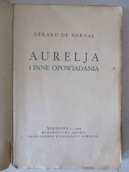 Aurelja i inne opowiadania, 1929r.