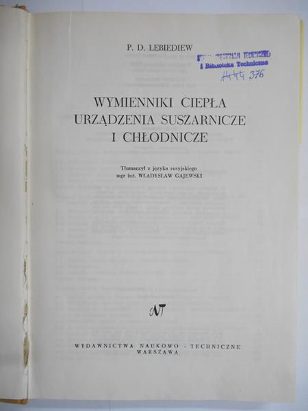 Wymienniki ciepła, urządzenia suszarnicze i chłodnicze