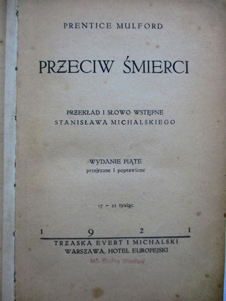 Przeciw śmierci, 1921r.