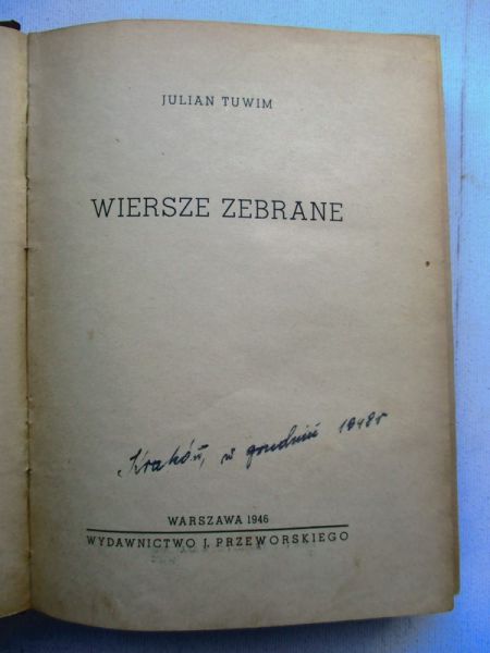 Tuwim Julian  - Wiersze zebrane, 1946 r.