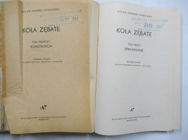 Ochęduszko K. - Koła zębate, 2 tomy