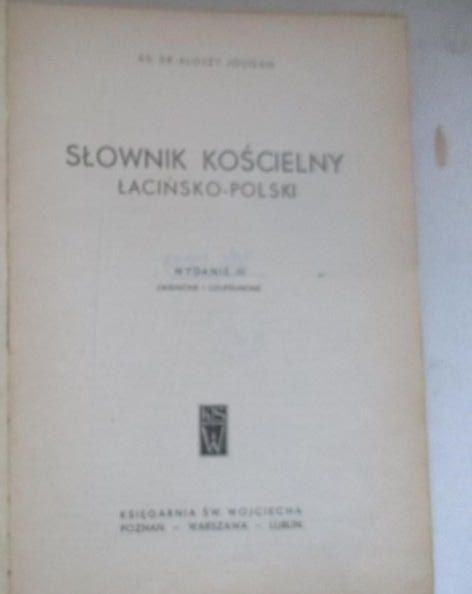 Jougan Alojzy - Słownik kościelny łacińsko-polski