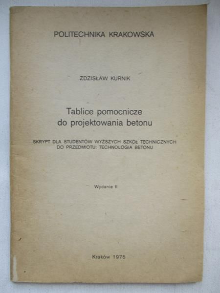 Tablice pomocnicze do projektowania betonu