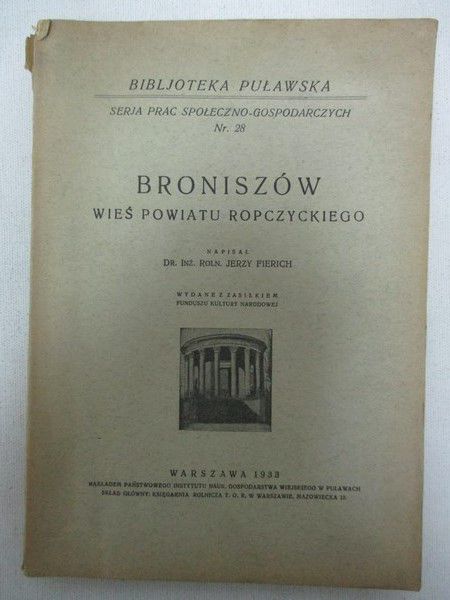 Fierich Jerzy - Broniszów - wieś powiatu ropczyckiego, 1933 r.