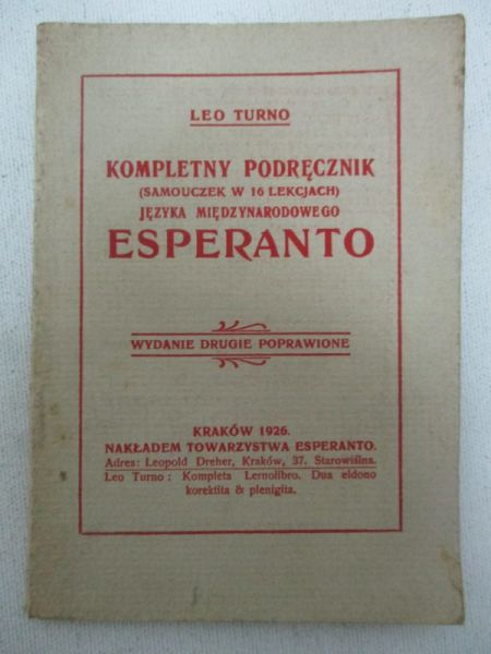 Kompletny podręcznik esperanto, 1926 r.