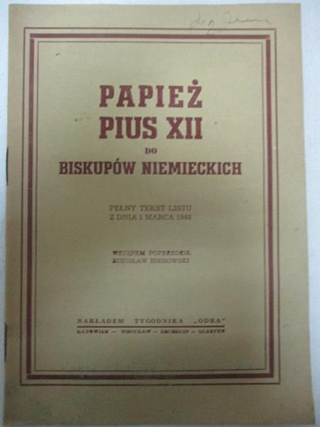 Papież Pius XII do biskupów niemieckich, 1948 r.
