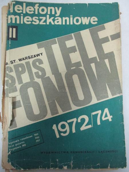 Spis telefonów m.st. Warszawy 1972/74