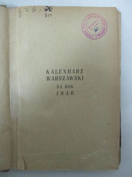 Kalendarz warszawski na rok 1946, 1946 r.