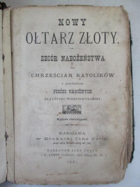 Nowy ołtarz złoty,  1891 r.