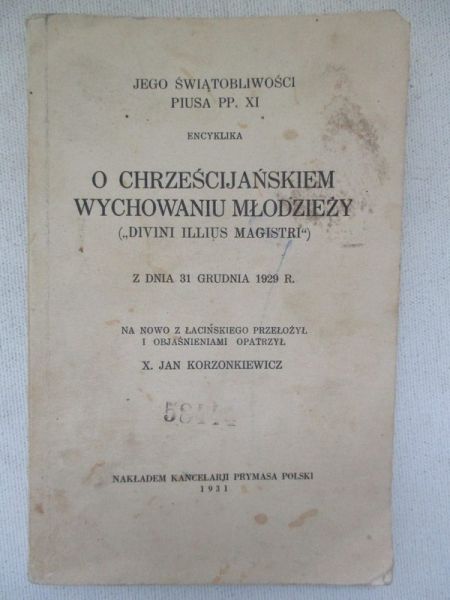 O chrześcijańskiem wychowaniu młodzieży, 1931 r.