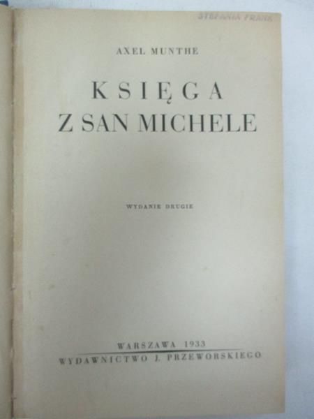 Księga  z San Michele, 1939 r.