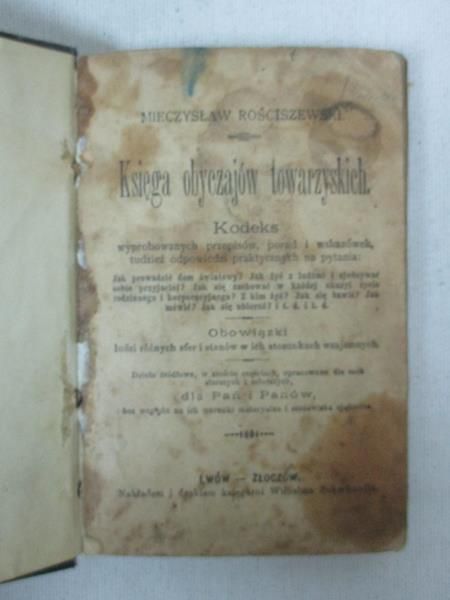 Rościszewski Mieczysław - Księga obyczajów towarzyskich, 1905 r.