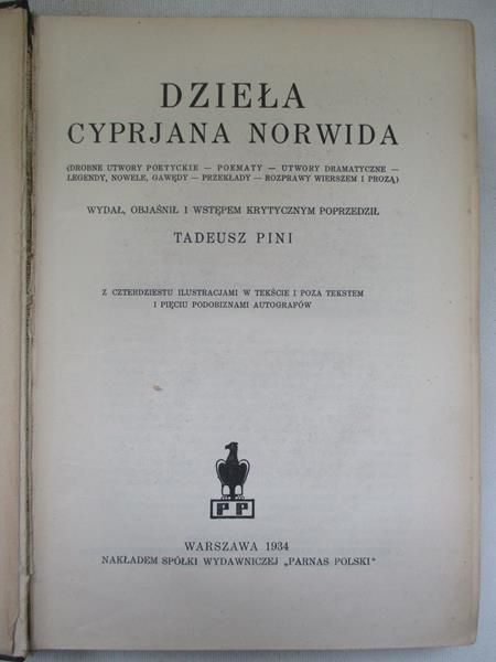 Norwid Cyprian  - Dzieła, 1934r.