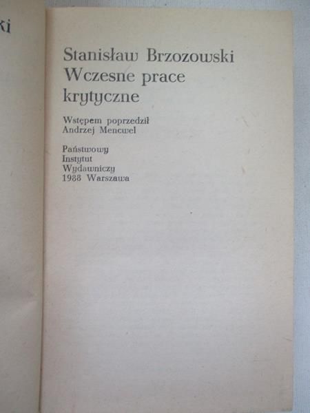 Wczesne prace krytyczne