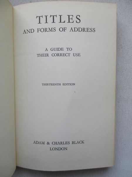 Titles and Forms of Address