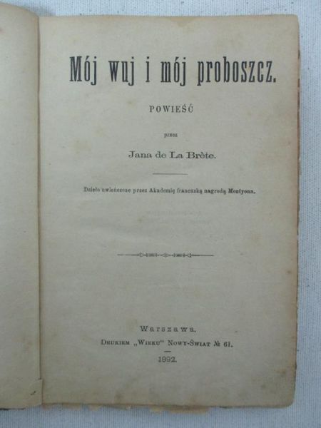de La Brète Jan - Mój wuj i mój proboszcz, 1892 r.