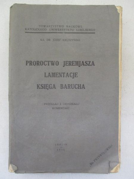 Proroctwo Jeremiasza. Lamentacje. Księga Barucha, 1935 r.