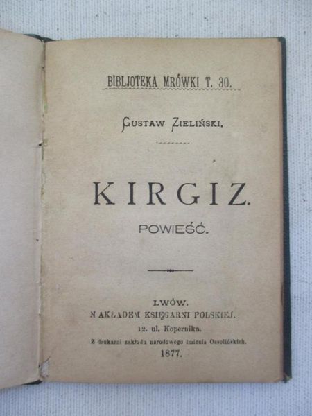 Kirgiz. Powieść, 1877 r.