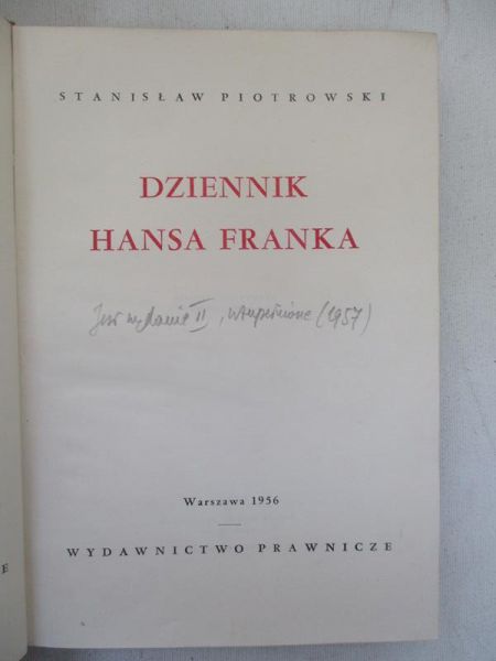 Dziennik Hansa Franka, Tom I