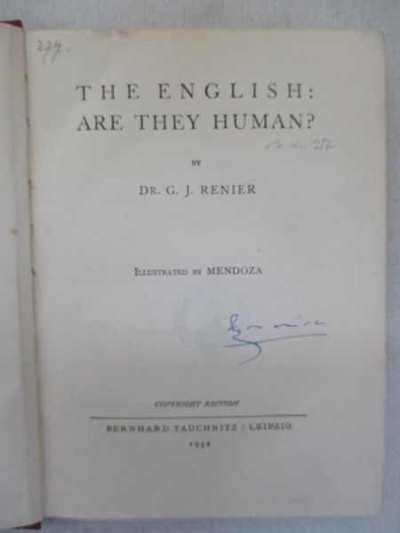 Renier G.J. - The English: Are they human?, 1932