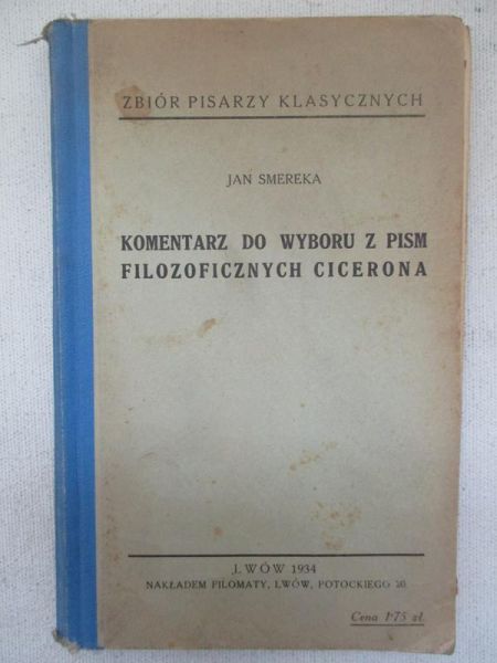 Komentarz do wyboru z pism filozoficznych Cicerona, 1934 r.
