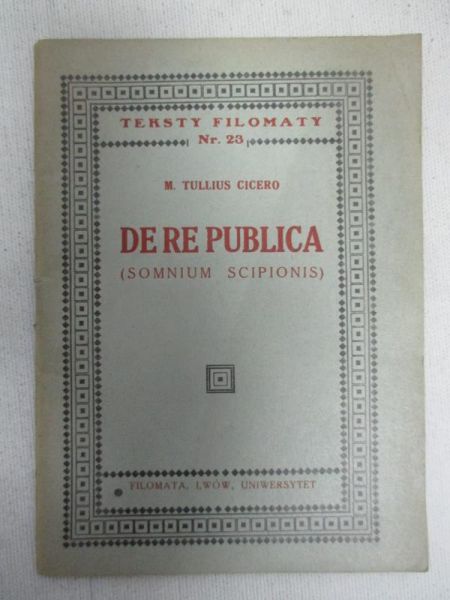 Cicero - De re publica : (somnium Scipionis), 1937 r.