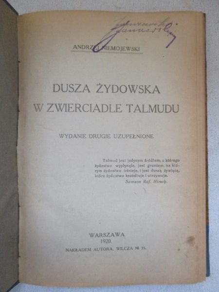 Dusza żydowska w zwierciadle Talmudu, 1920 r.