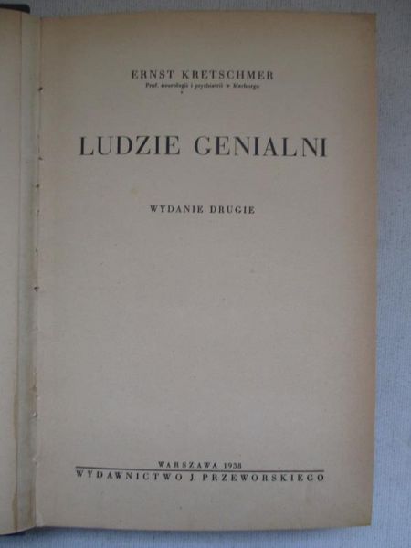 Kretschmer Ernst - Ludzie genialni, 1938 r.