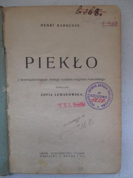 Barbusse Henri - Piekło, 1919 r.