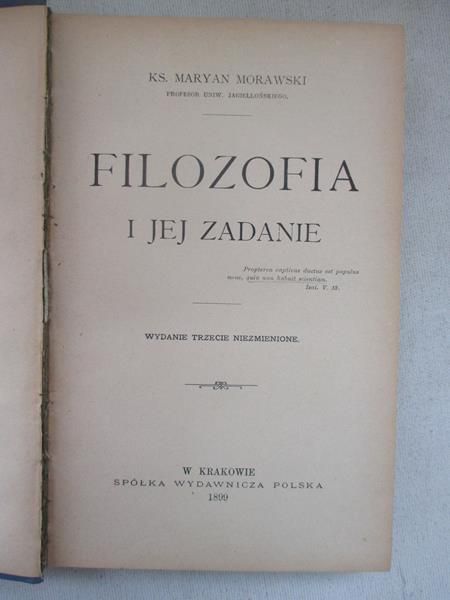 Filozofia i jej zadanie, 1899 r.