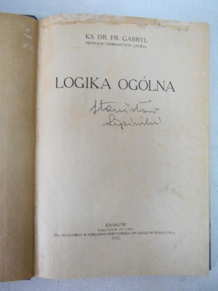 Gabryl Franciszek - Logika ogólna, 1912 r.