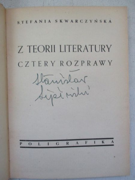 Z teorii literatury, 1947 r.