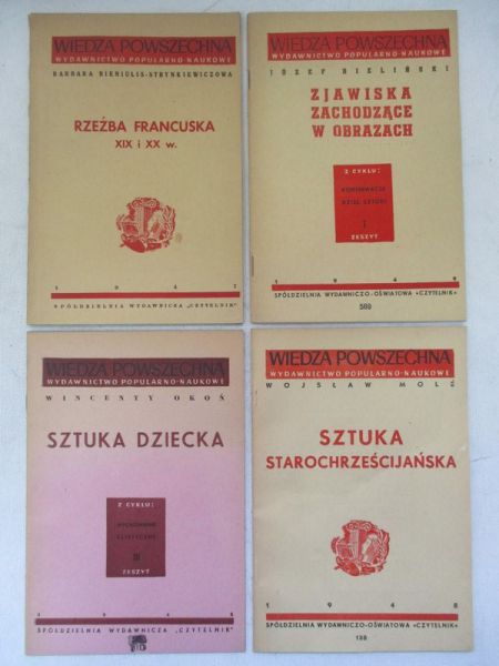 Sztuka dziecka, 1948 r./Zjawiska zachodzące w obrazach, 1949 r./Sztuka Starochrześcijańska, 1948 r./Rzeźba Francuska XIX i XX w., 1947 r.
