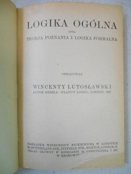 Logika ogólna, 1939 r.