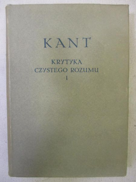 Krytyka czystego rozumu, Tom I, BKF