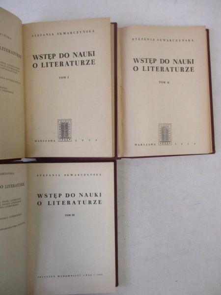 Wstęp do nauki i literatury. Tom I - III