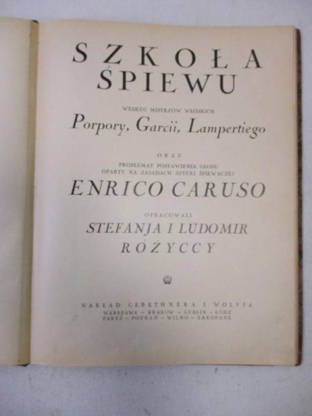 Stefana  - Szkoła śpewu wg mstrzów włoskch: Porpory, Garc, Lampertego, 1926r.