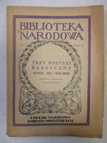 Trzy poetyki klasyczne. Arystoteles, Horacy, Pseudo-Longinos, BN