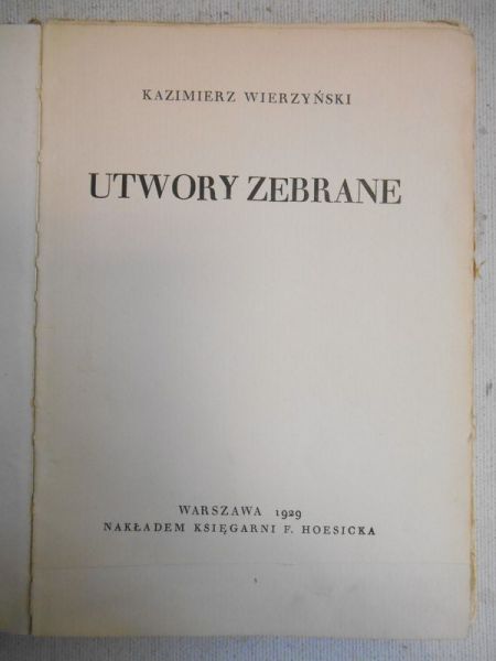 Utwory zebrane, 1929 r.