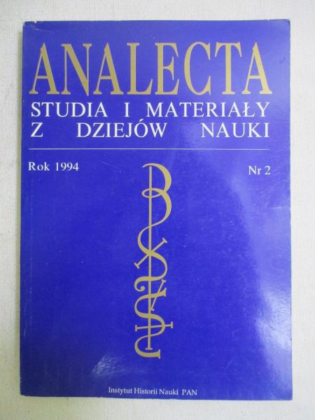 Analecta. Studia i materiały z dziejów nauki