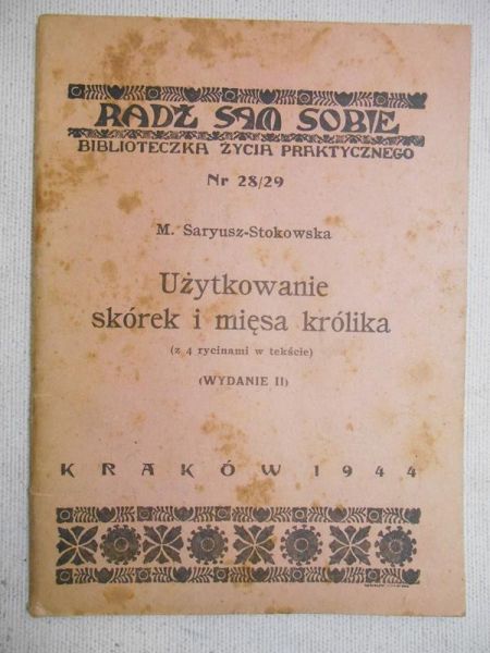 Użytkowanie skórek i mięsa królika, 1944 r.