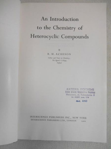 Acheson R.M. - An Introduction to the Chemistry of Heterocyclic Compounds
