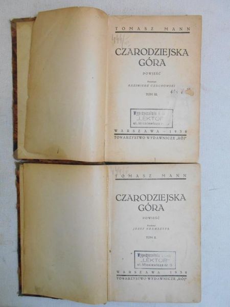 Czarodziejska góra, t. II, III, 1930 r.